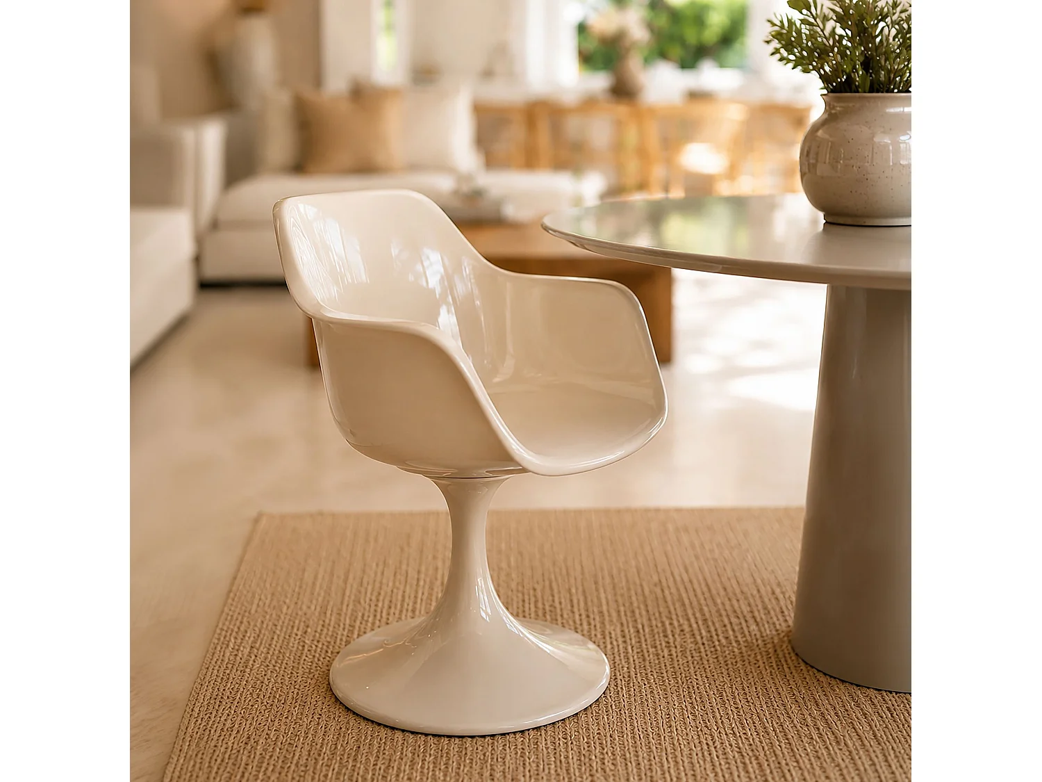 Now's Home - Lot De Deux Fauteuils De Table Resine Acrylique Vison 63x53xht81 Glam
