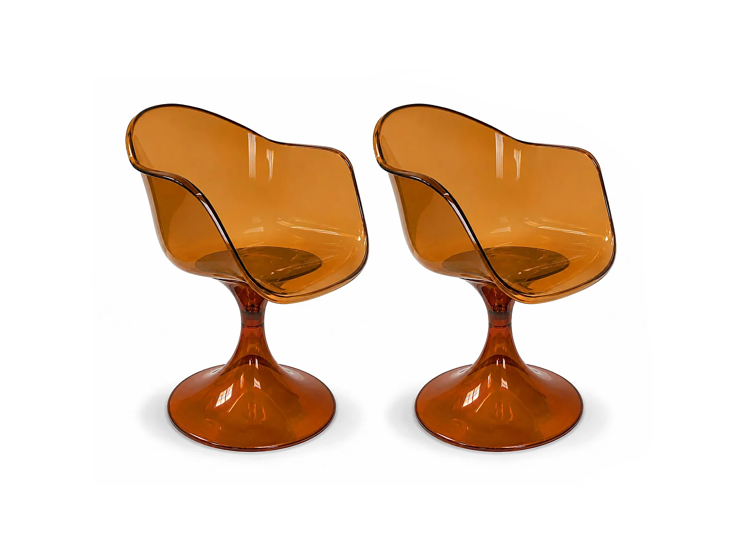 Now's Home - Lot De Deux Fauteuils De Table Resine Acrylique Ambre  62x53xht81 Glam