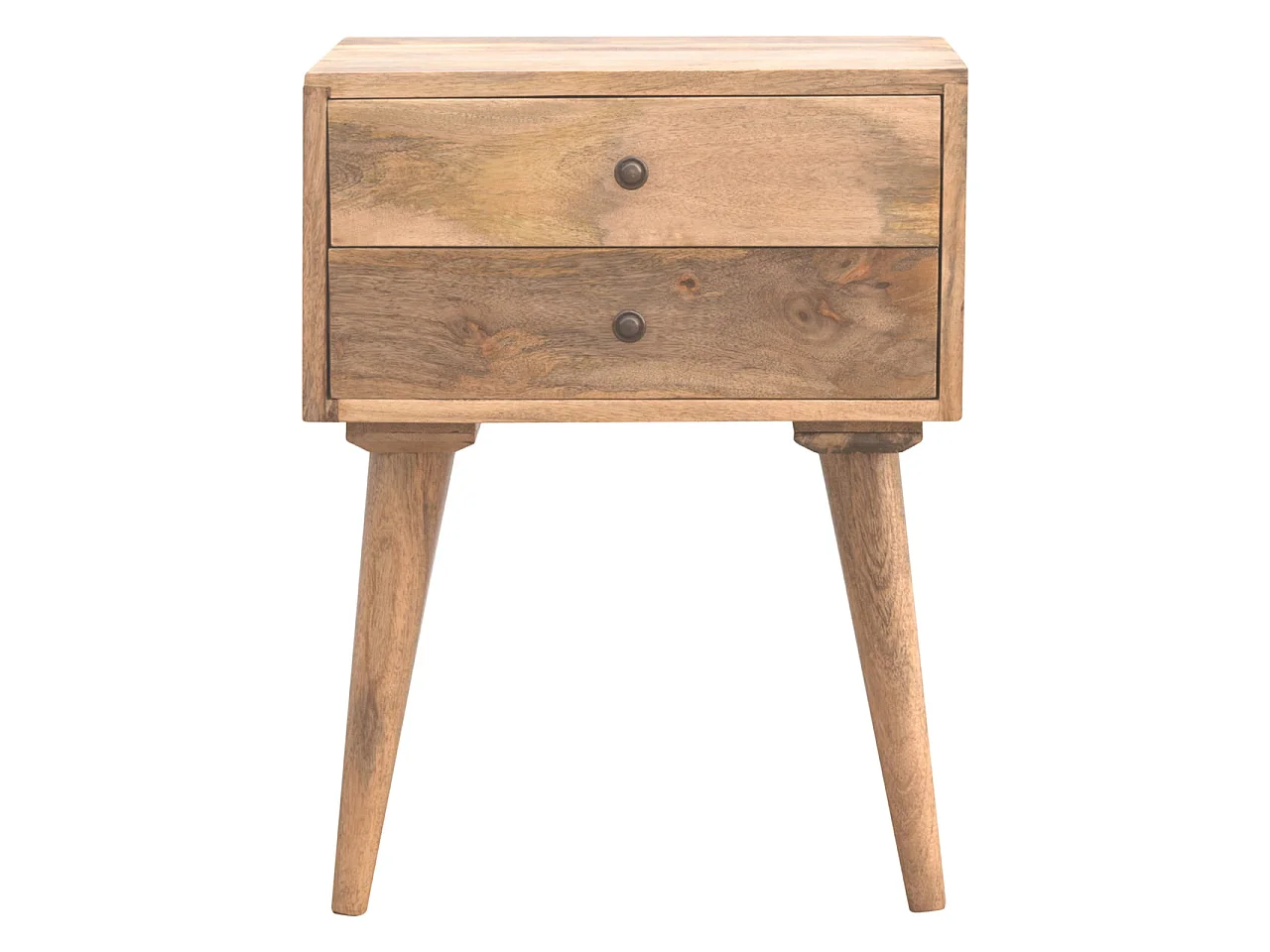 Artisan Furniture Solid Wood Modern Solid Wood Bedside, 2 Drawers, Beige