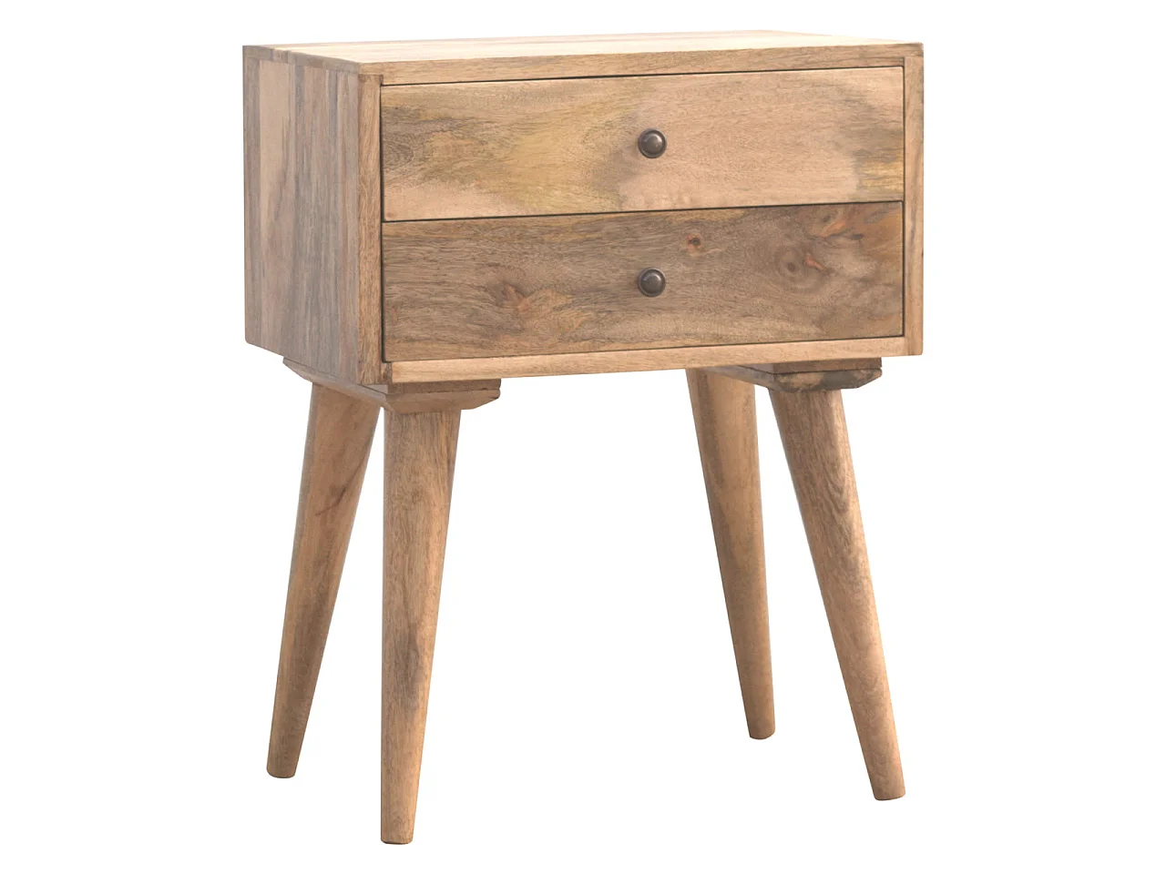 Artisan Furniture Solid Wood Modern Solid Wood Bedside, 2 Drawers, Beige