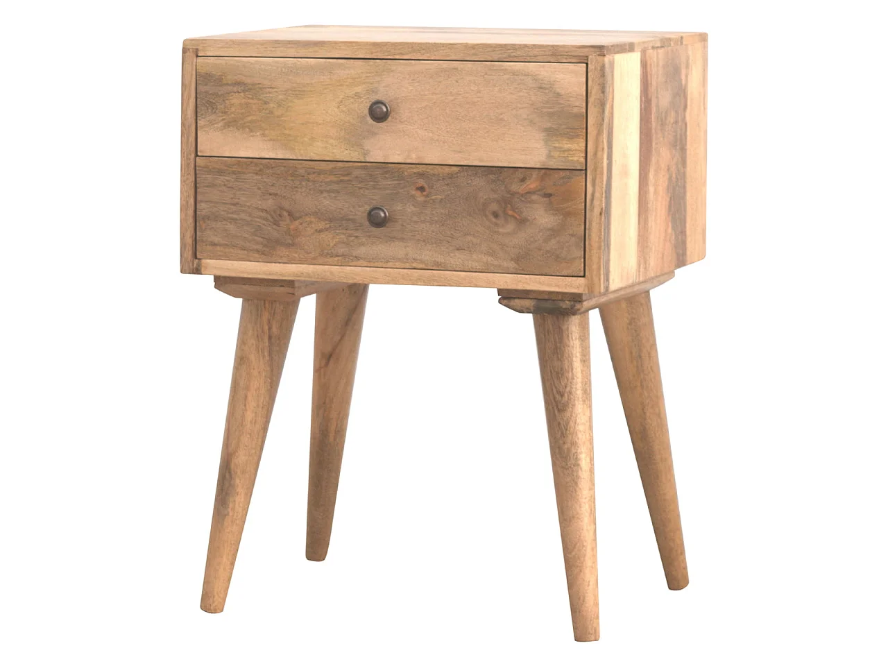 Artisan Furniture Solid Wood Modern Solid Wood Bedside, 2 Drawers, Beige