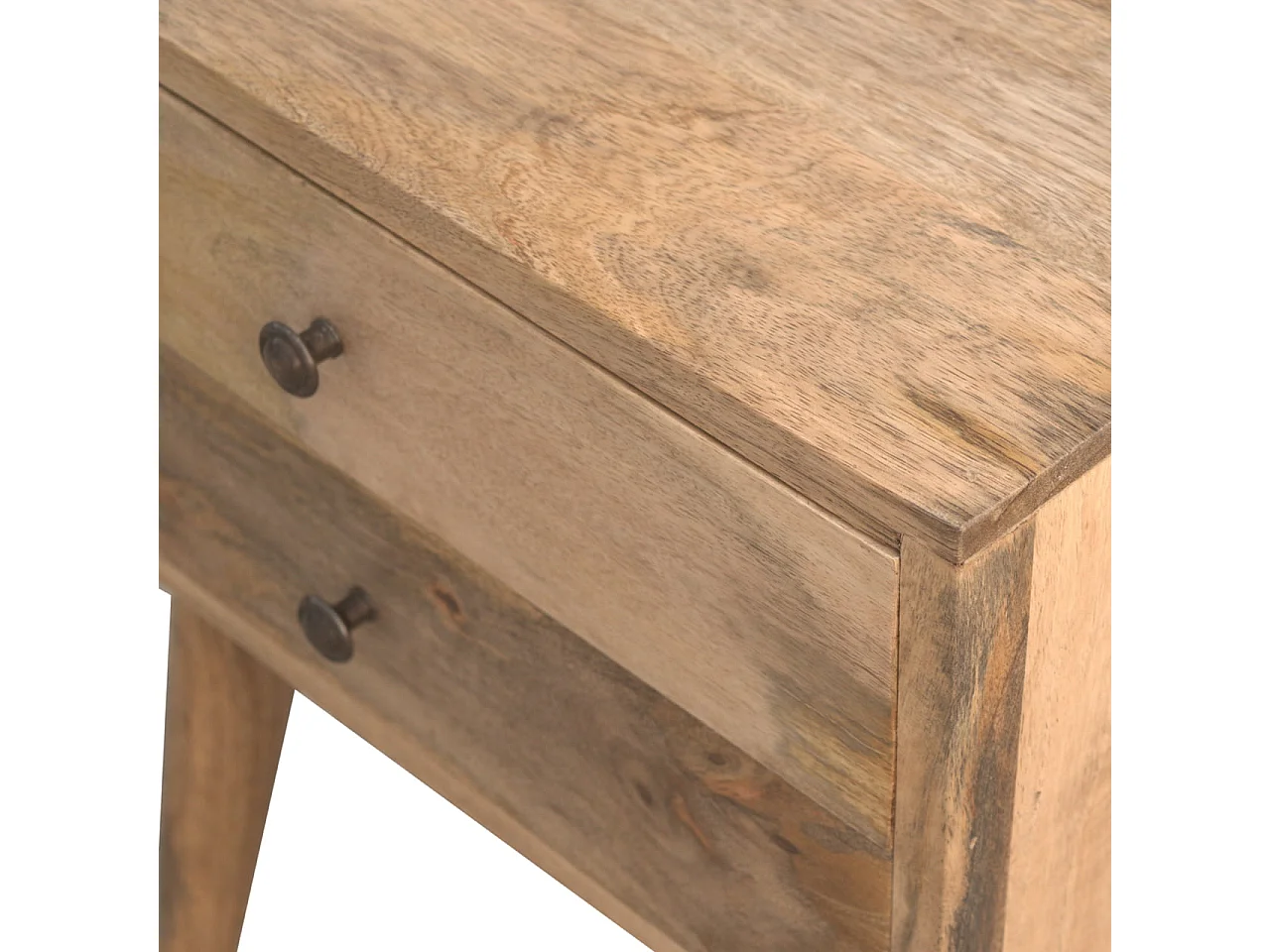 Artisan Furniture Solid Wood Modern Solid Wood Bedside, 2 Drawers, Beige
