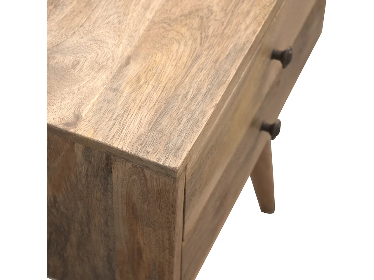 Artisan Furniture Solid Wood Modern Solid Wood Bedside, 2 Drawers, Beige