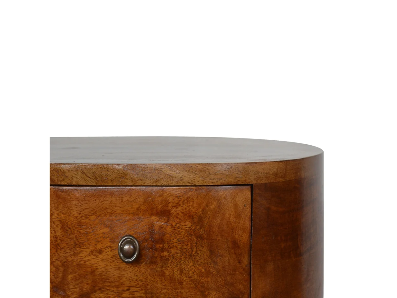 Artisan Furniture Solid Wood Chestnut Rounded Bedside Table, Dark Brown, 2 Drawers