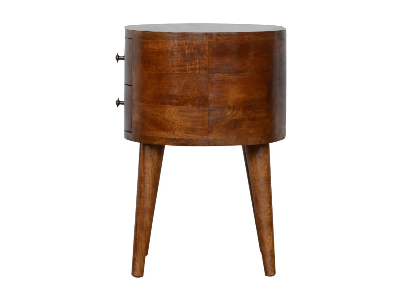 Artisan Furniture Solid Wood Chestnut Rounded Bedside Table, Dark Brown, 2 Drawers