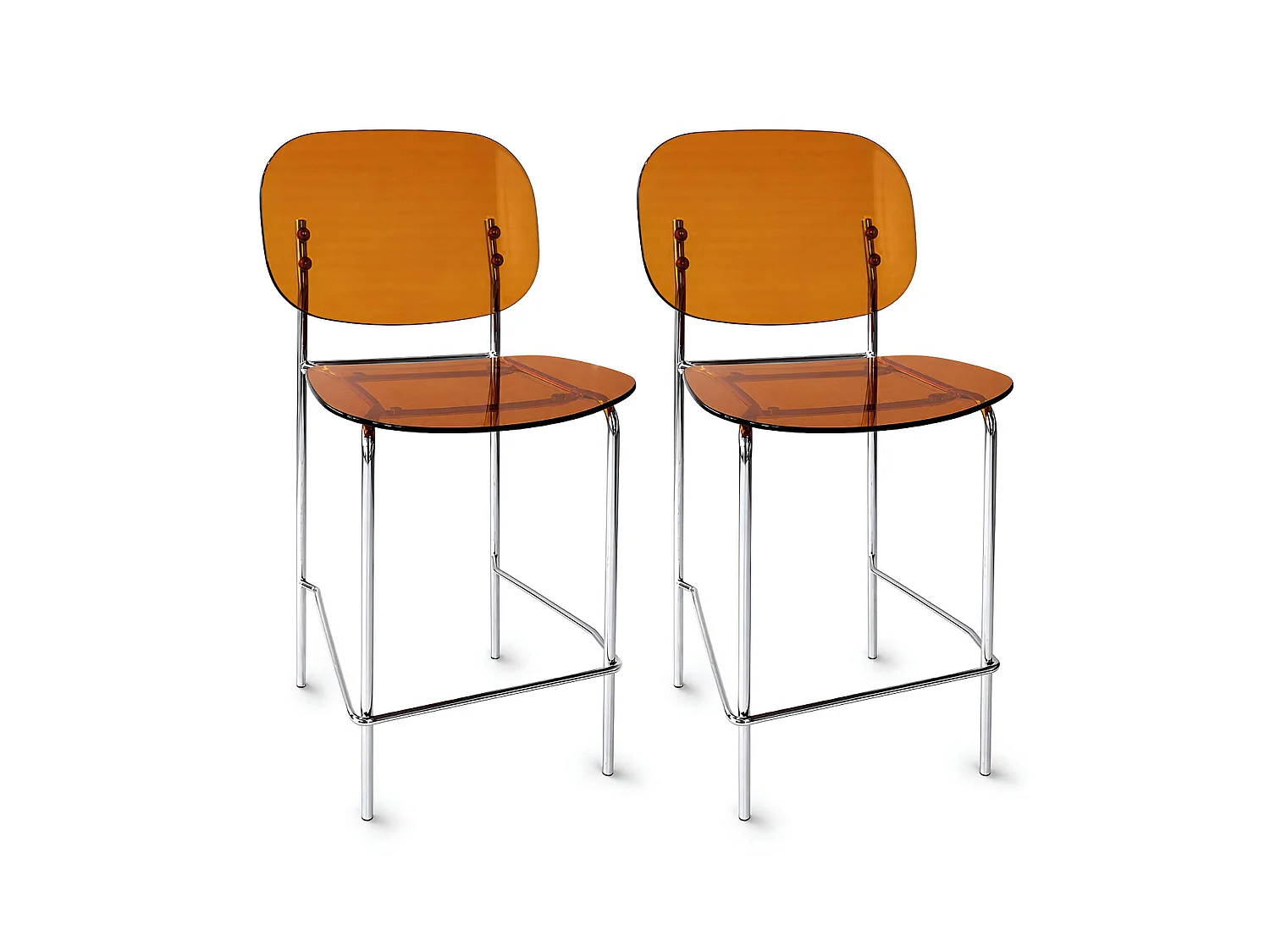 Now's Home - Lot De Deux  Chaises De Bar En Resine Acrylique Ambre 49x42xht88 Glam