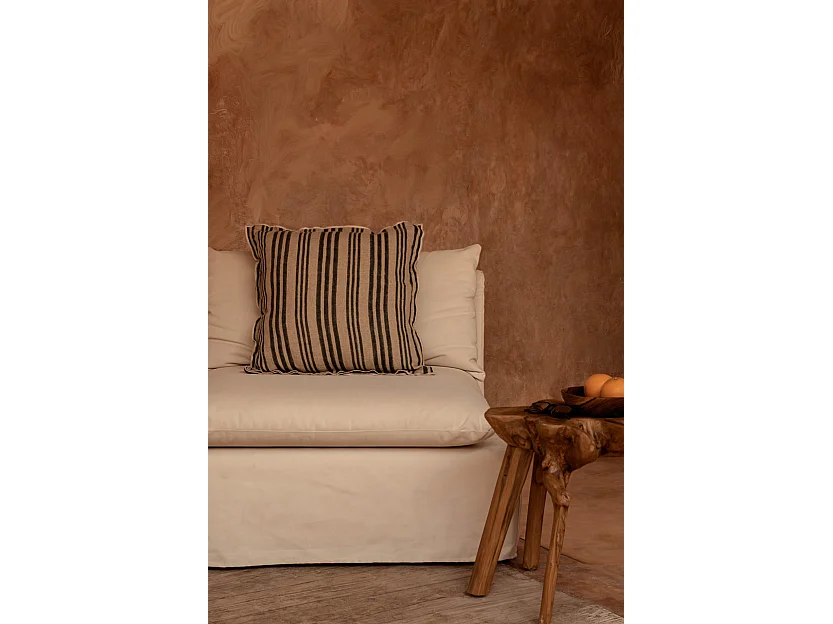 La Housse de Coussin Nordic Stripe - Noir Naturel - 50x50