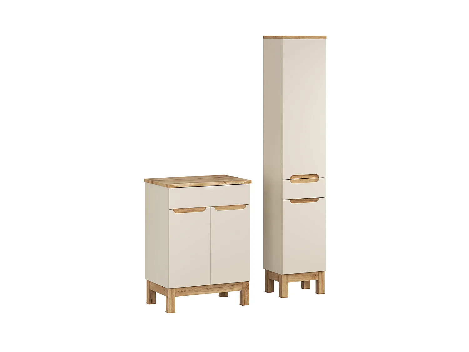 Ensemble de meubles Bali Cashmere 60cm avec plan de travail et armoire haute