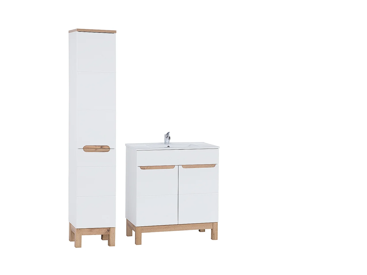 Set Bali White 80cm con lavabo e armadio alto