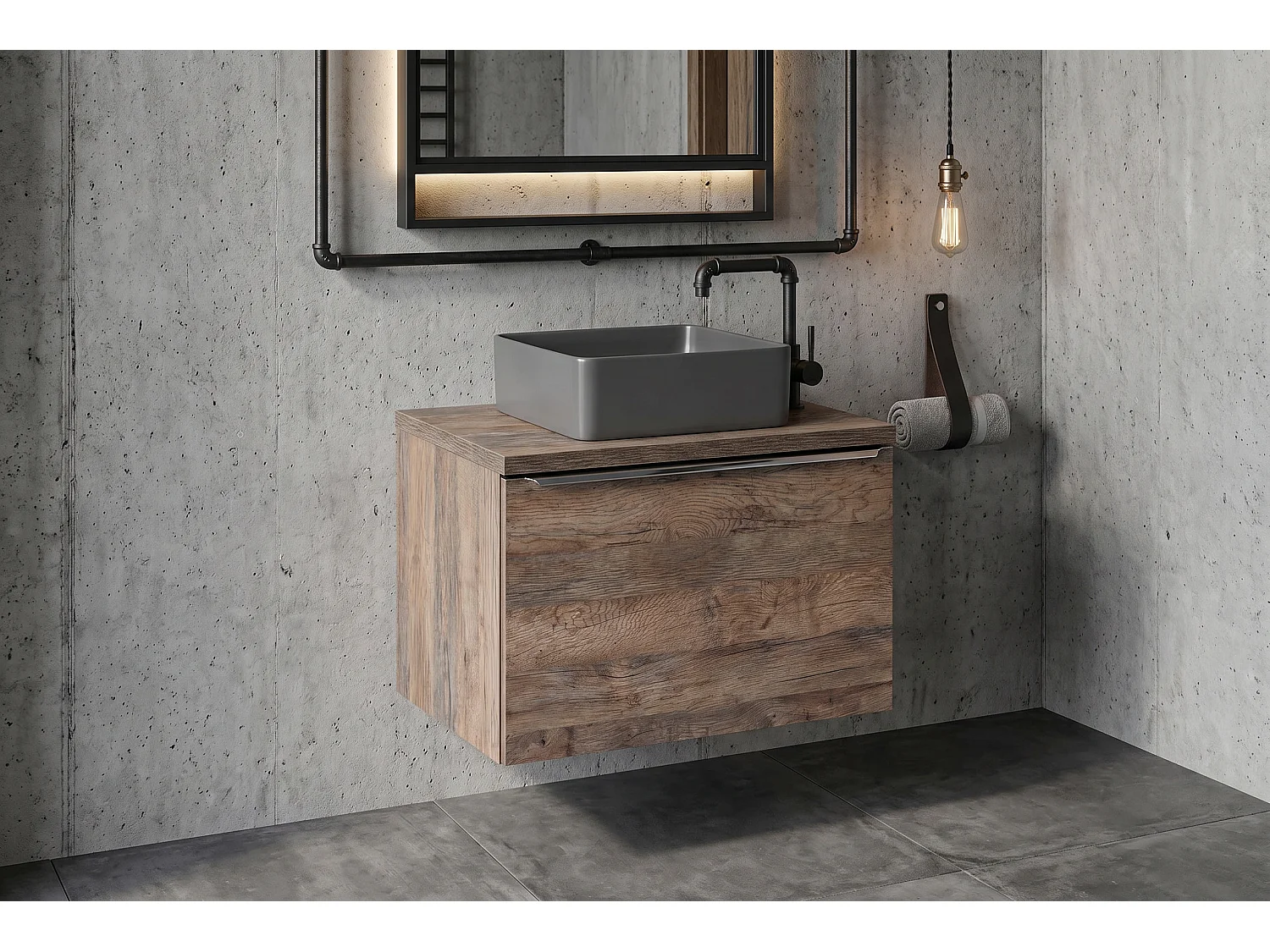 Mobile Yaren con lavabo da 60 cm e piano di lavoro