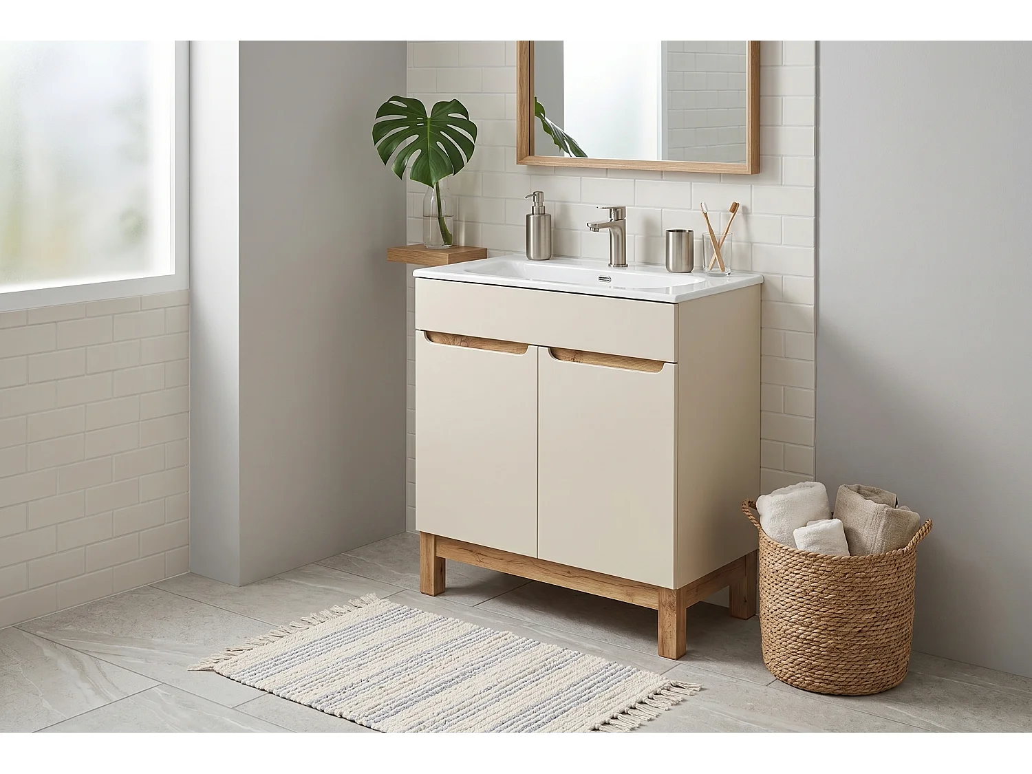 Conjunto de muebles de 80cm con lavabo SKY - Bali Cashmere