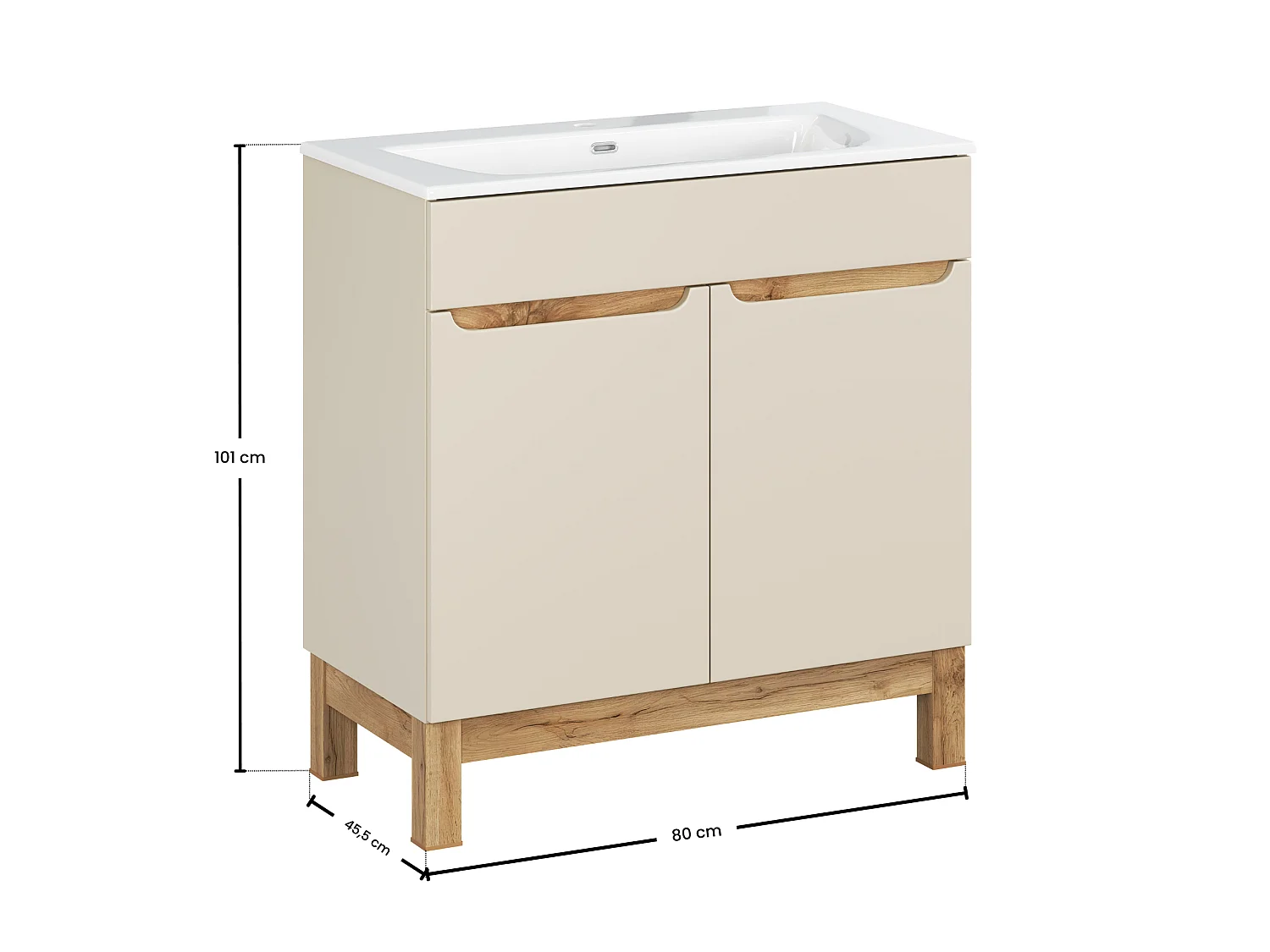 Conjunto de muebles de 80cm con lavabo SKY - Bali Cashmere