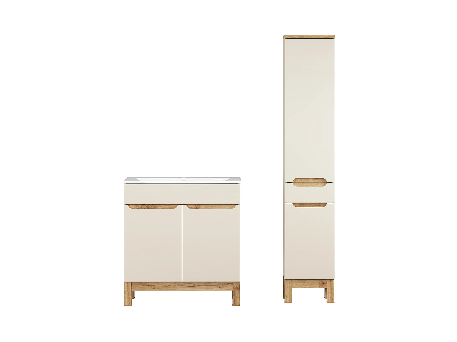 Conjunto de muebles de 80cm con lavabo SKY y armario alto - Bali Cashmere