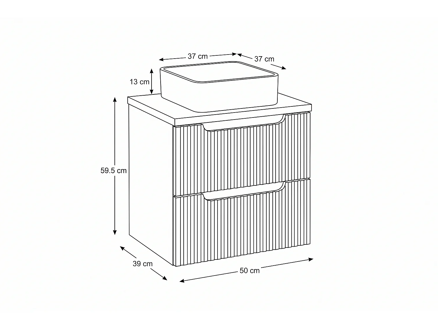 Meuble Forio avec lavabo de 50 cm et plan de travail