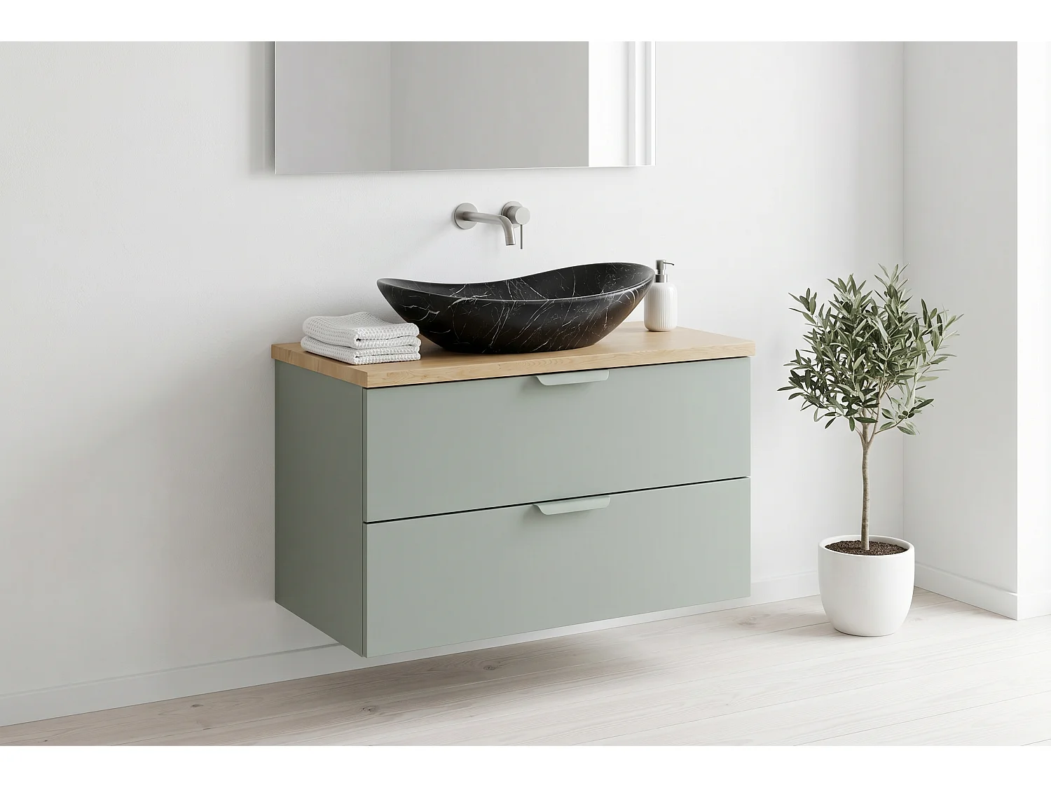 Meuble Olivo avec lavabo de 80 cm et plan de travail