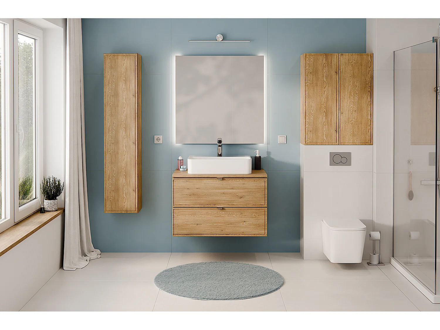 Set di mobili Terra Cremona 80cm con piano e armadio alto