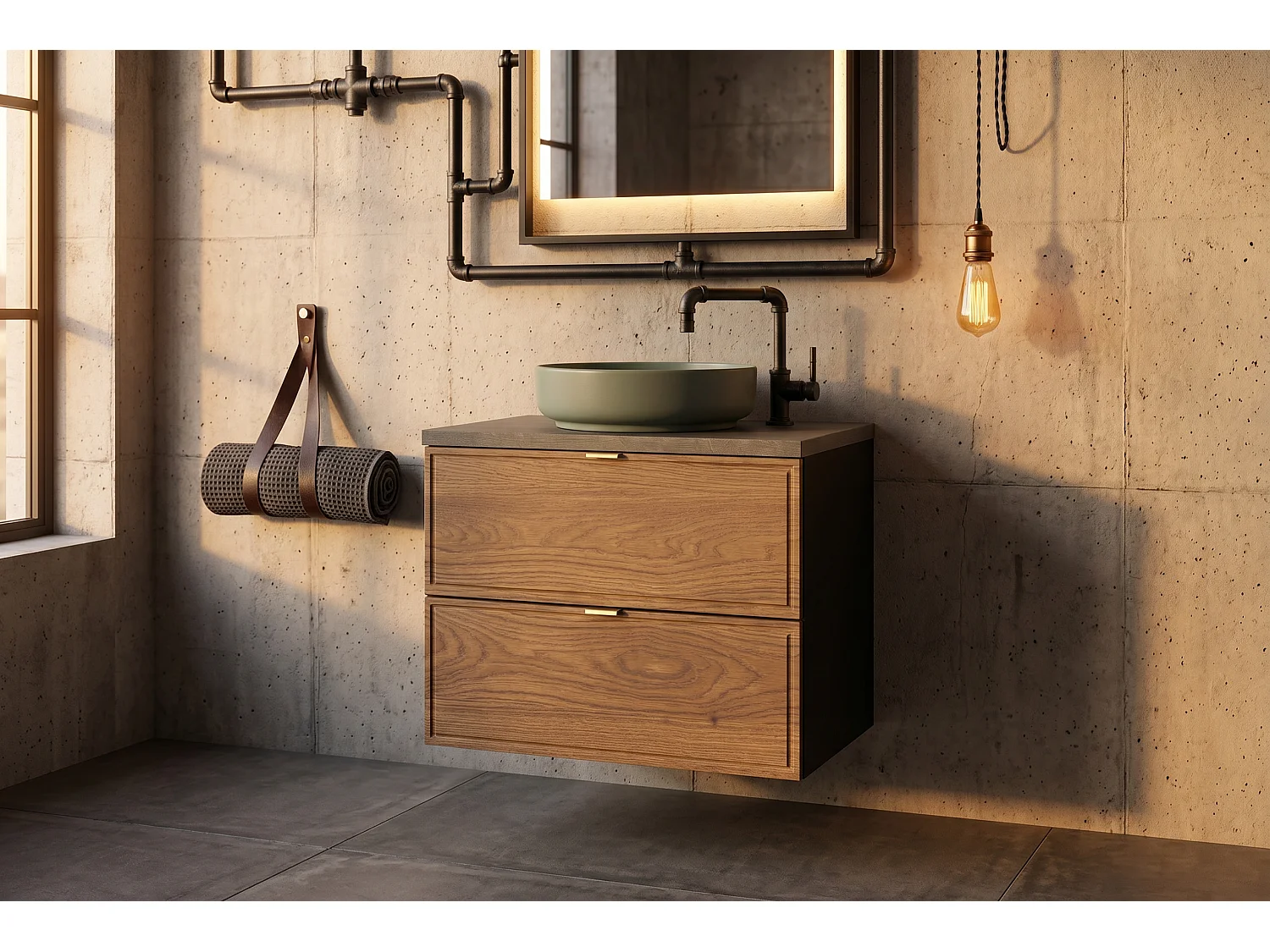 Meuble Nivaro Max avec lavabo de 60 cm et plan de travail