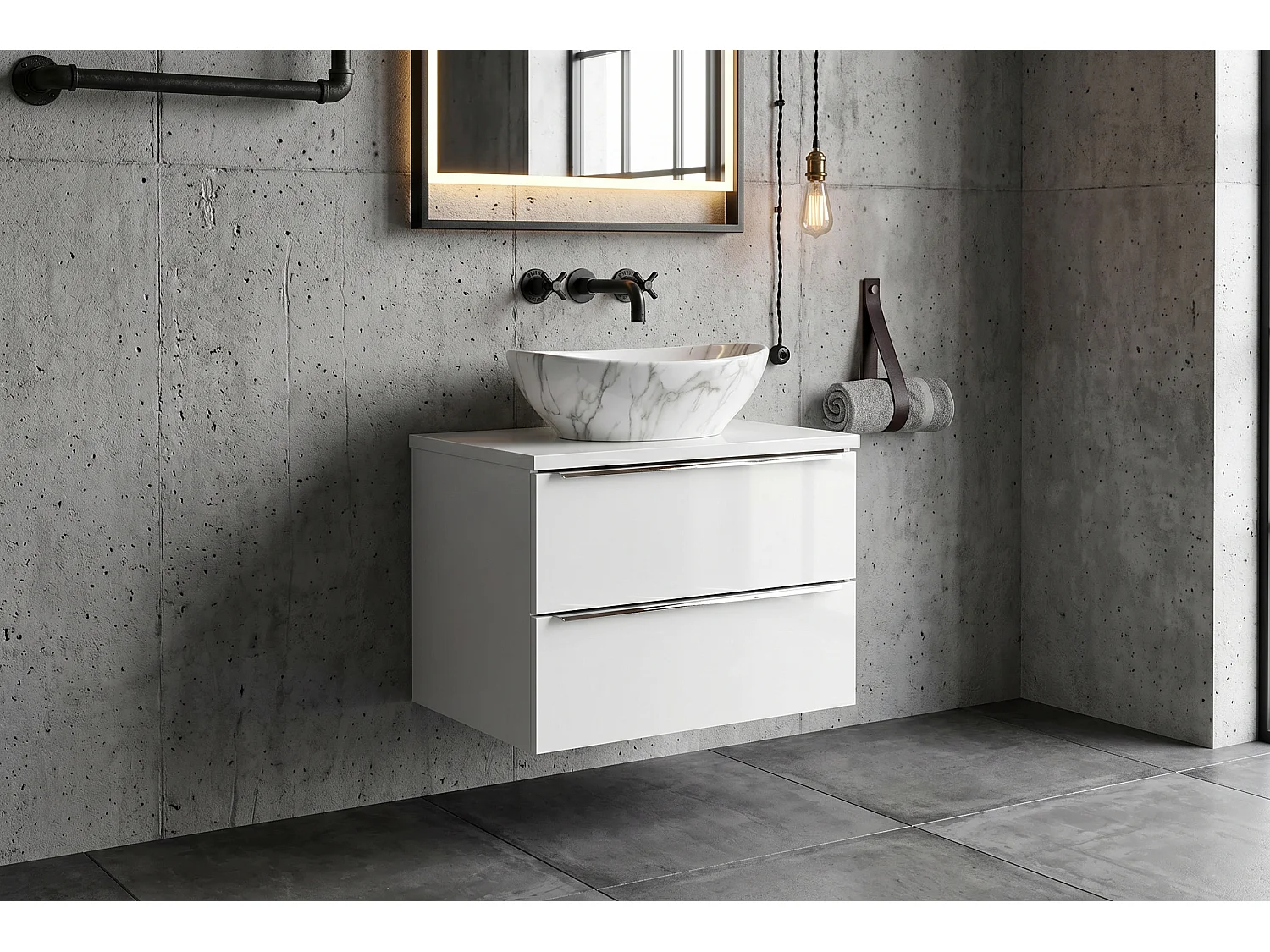 Mueble Alevio con lavabo de 60 cm y encimera