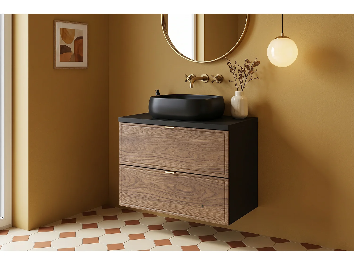 Meuble Orlan avec lavabo de 60 cm et plan de travail