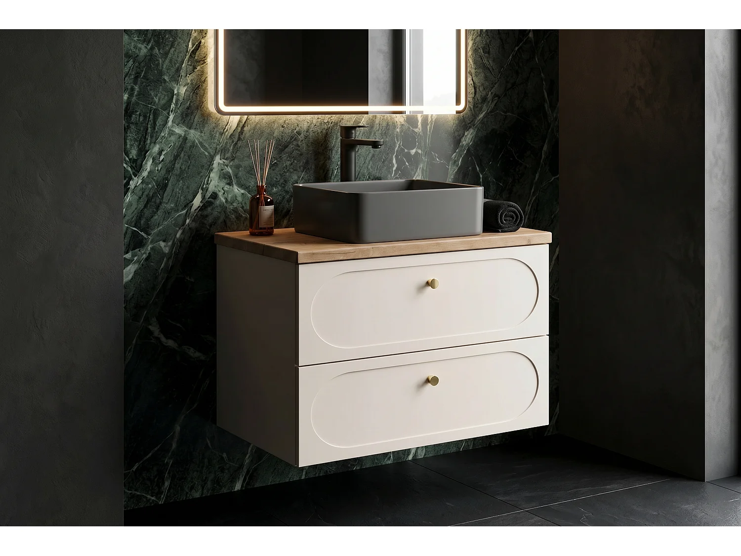 Mobile Terso con lavabo da 60 cm e piano di lavoro