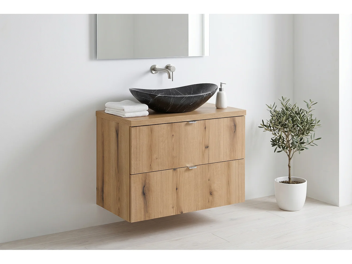 Meuble Aluston avec lavabo de 80 cm et plan de travail