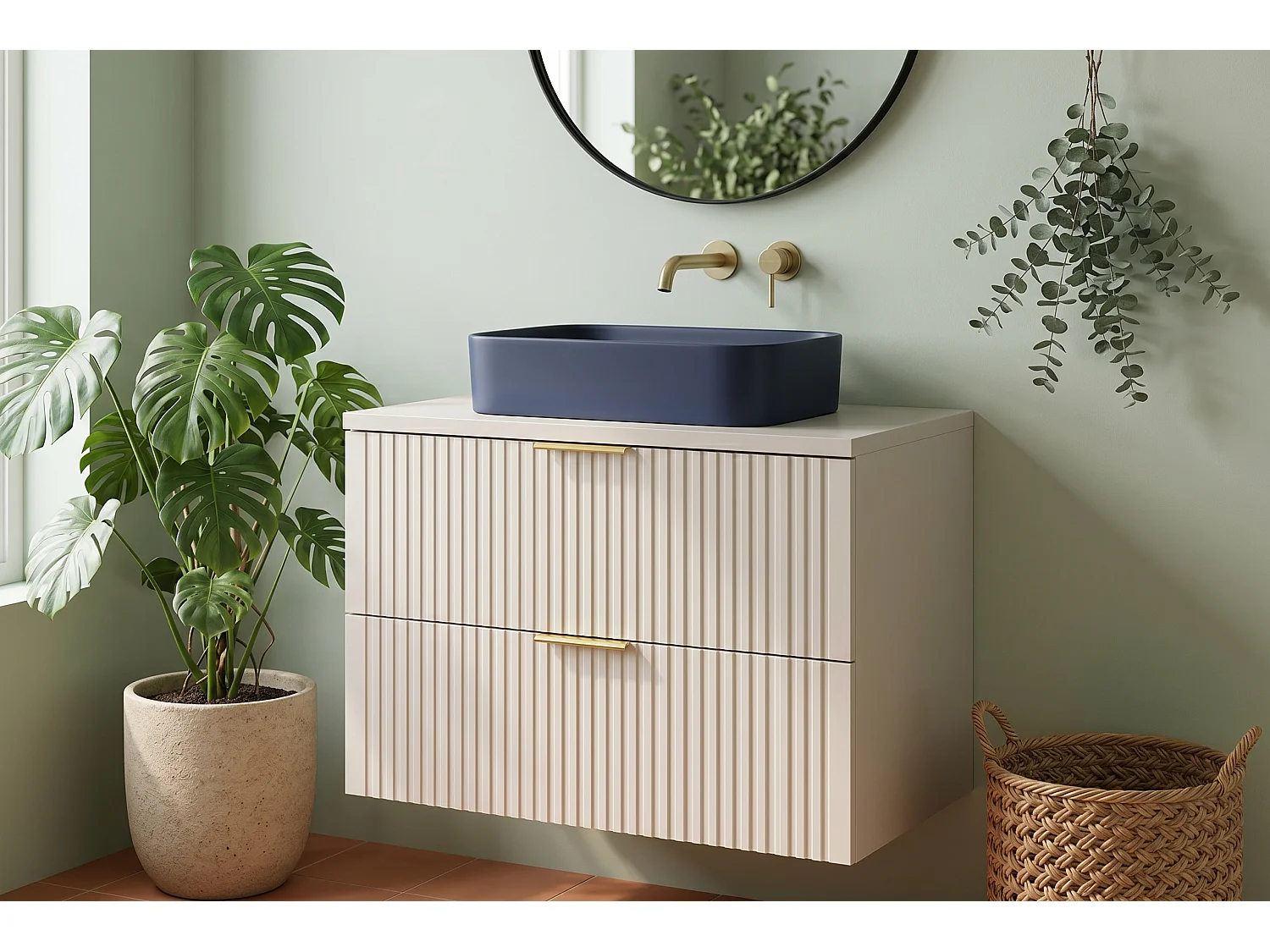 Mobile Ilaro con lavabo da 80 cm e piano di lavoro