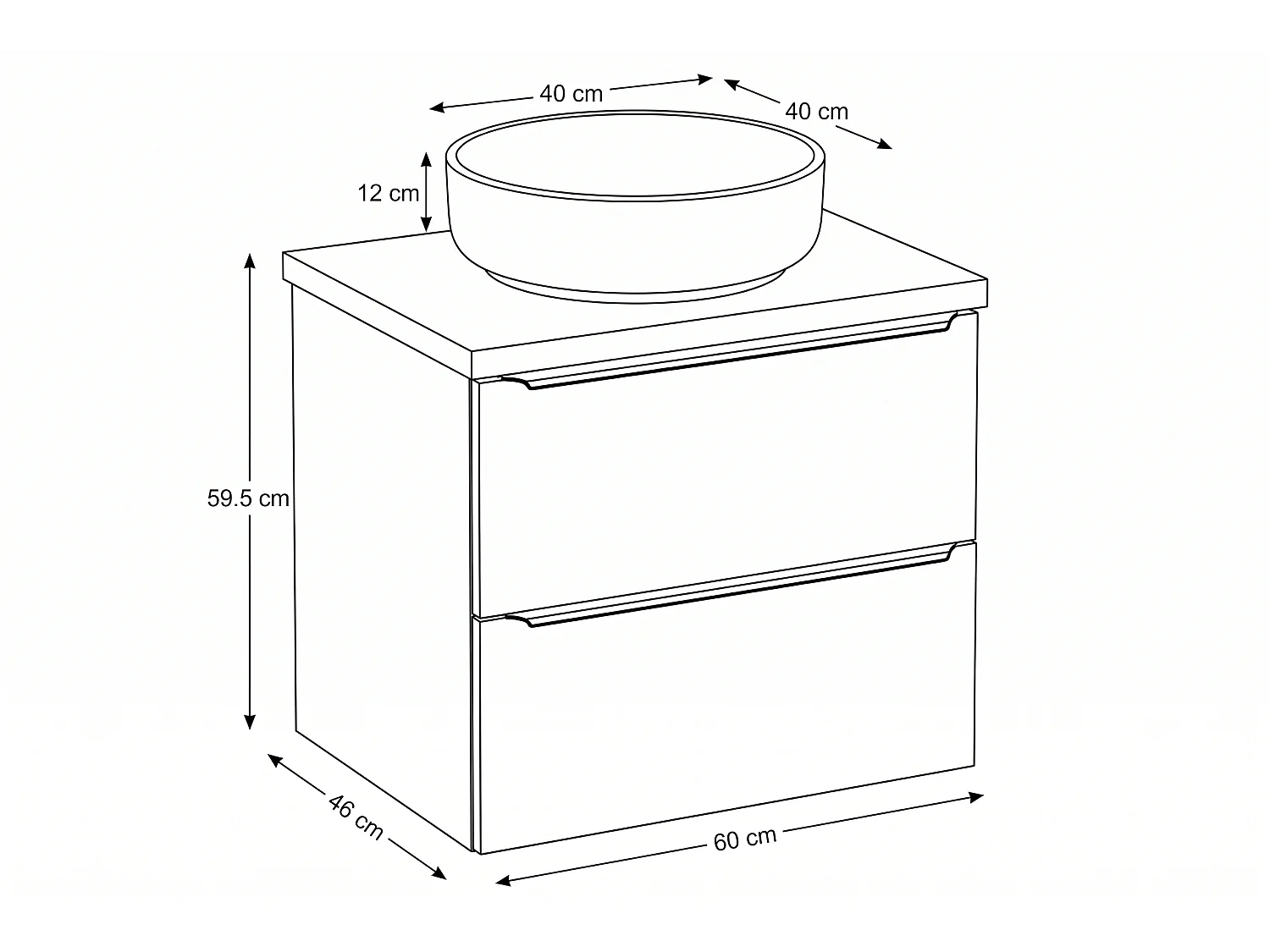 Armario Pavia con lavabo de 60 cm y encimera