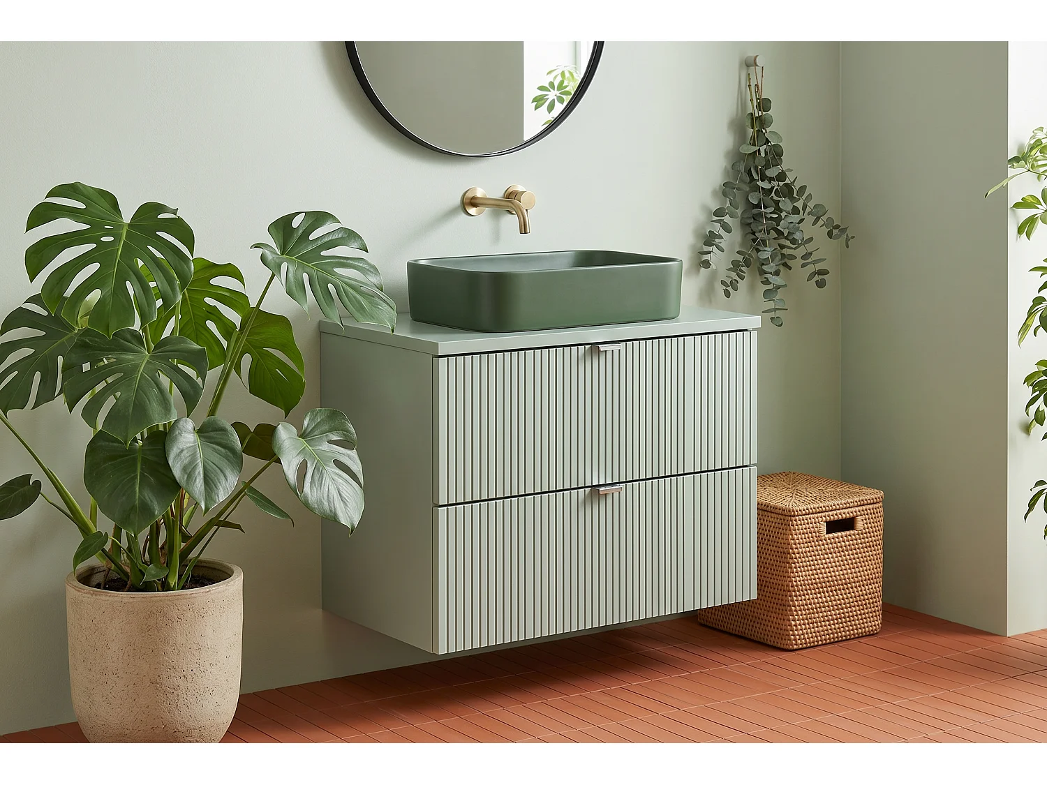 Mobile Lavio con lavabo da 80 cm e piano di lavoro