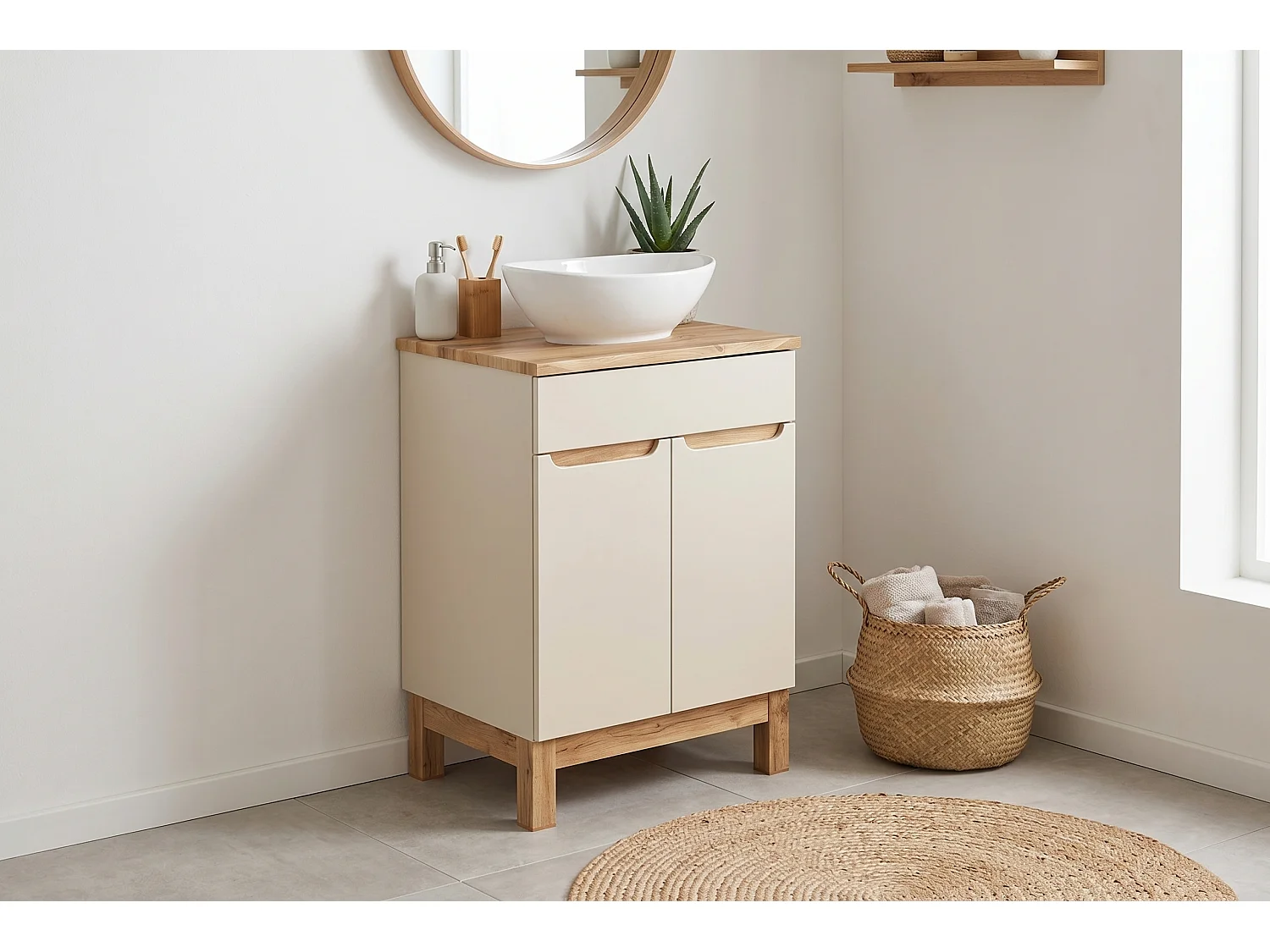 Conjunto de muebles Bali Cashmere con encimera y lavabo Lola