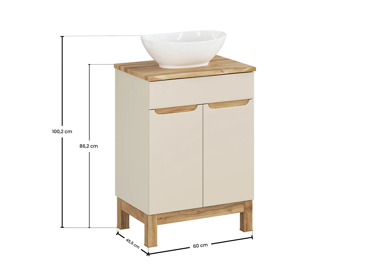 Conjunto de muebles Bali Cashmere con encimera y lavabo Lola