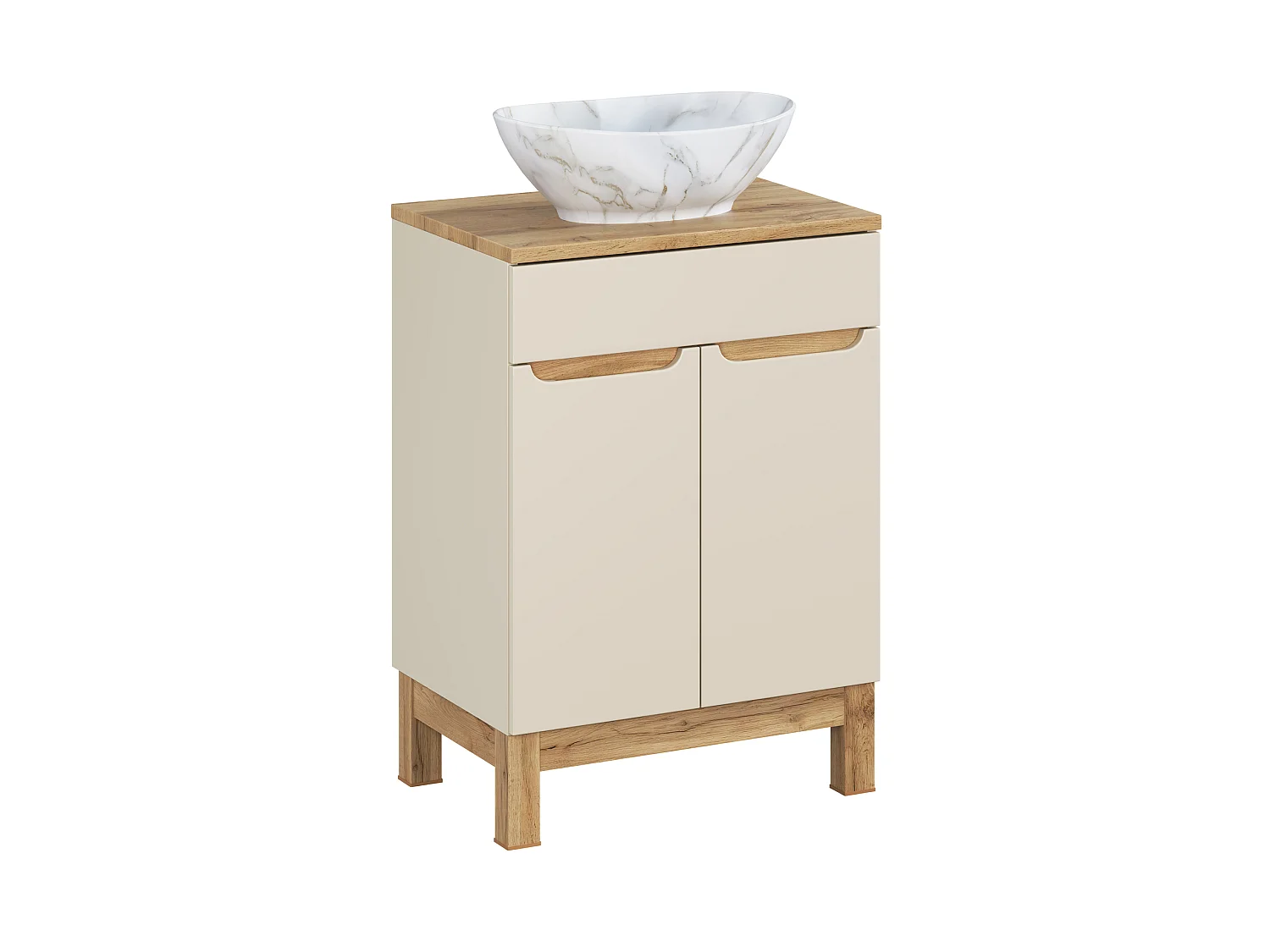 Set di mobili Bali Cashmere 60cm con piano e lavabo da appoggio Pati