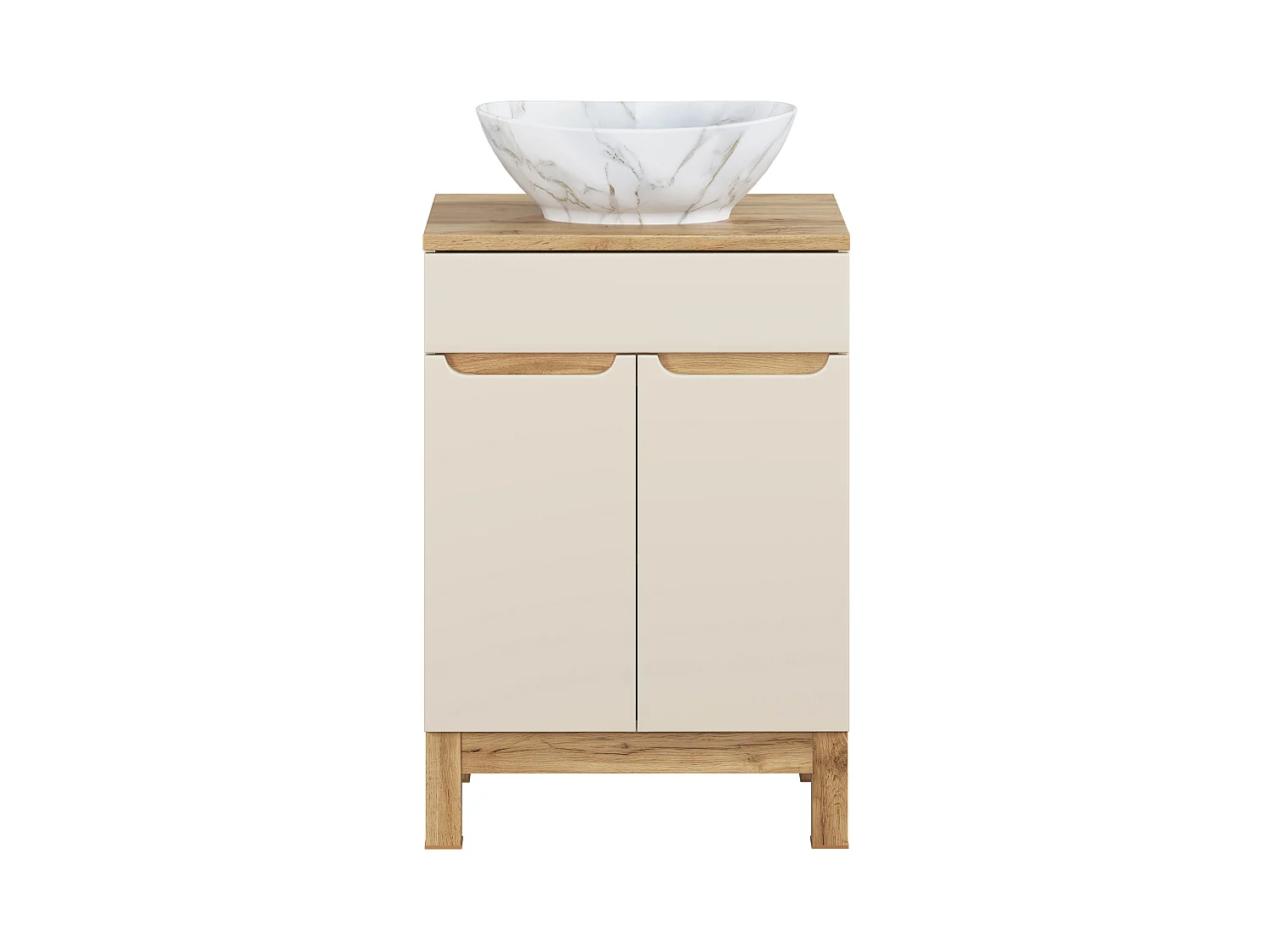 Set di mobili Bali Cashmere 60cm con piano e lavabo da appoggio Pati