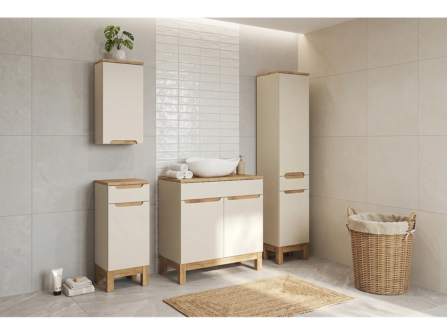 Ensemble de meubles Bali Cashmere 80cm avec plan de travail et lavabo Cloud