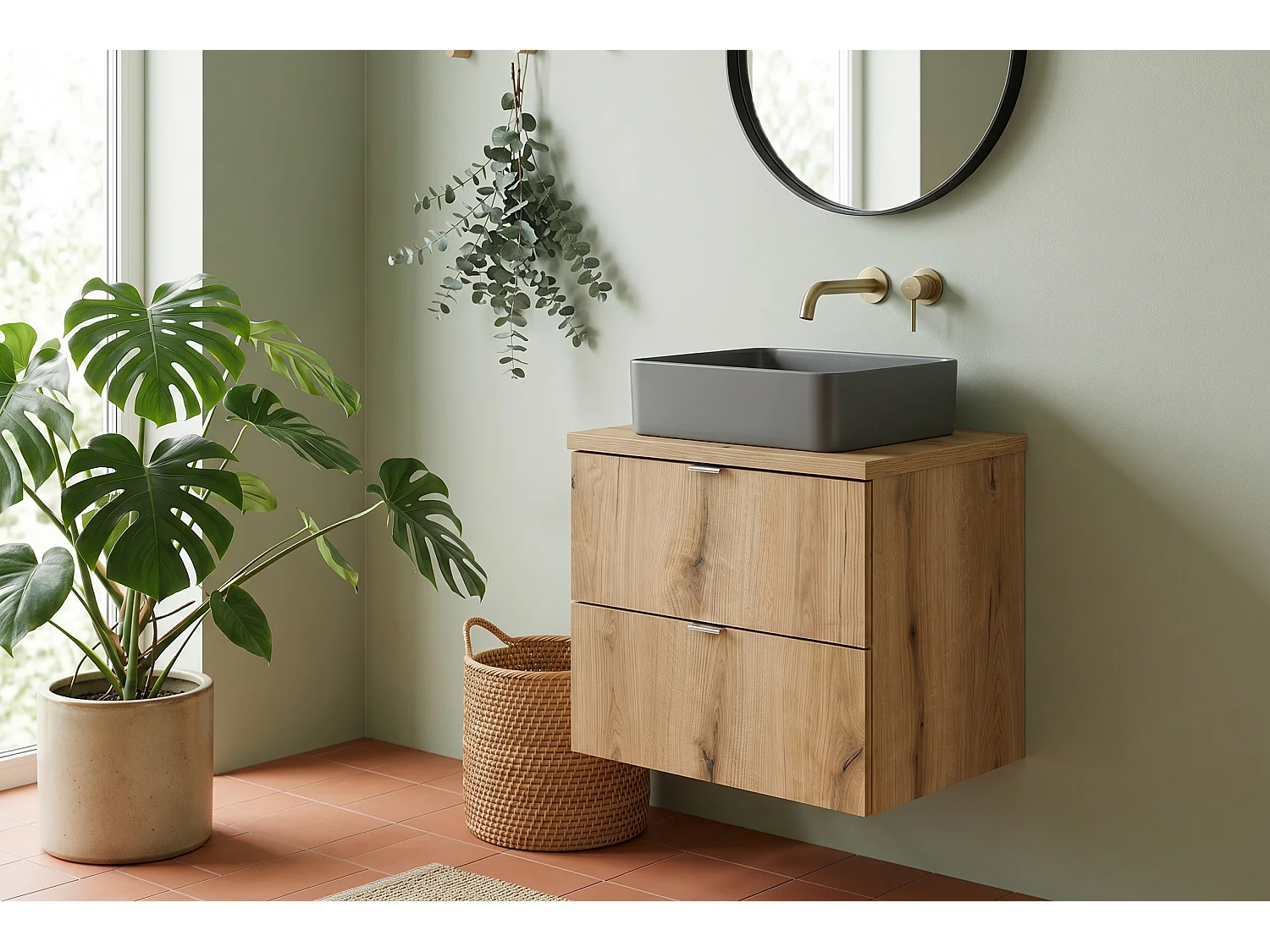 Mobile Renzo con lavabo da 50 cm e piano