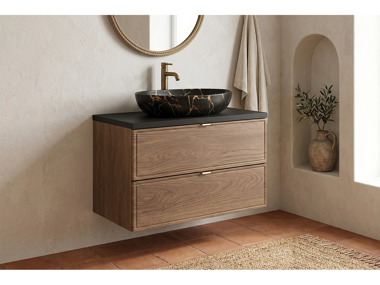 Meuble Prado avec lavabo de 80 cm et plan de travail