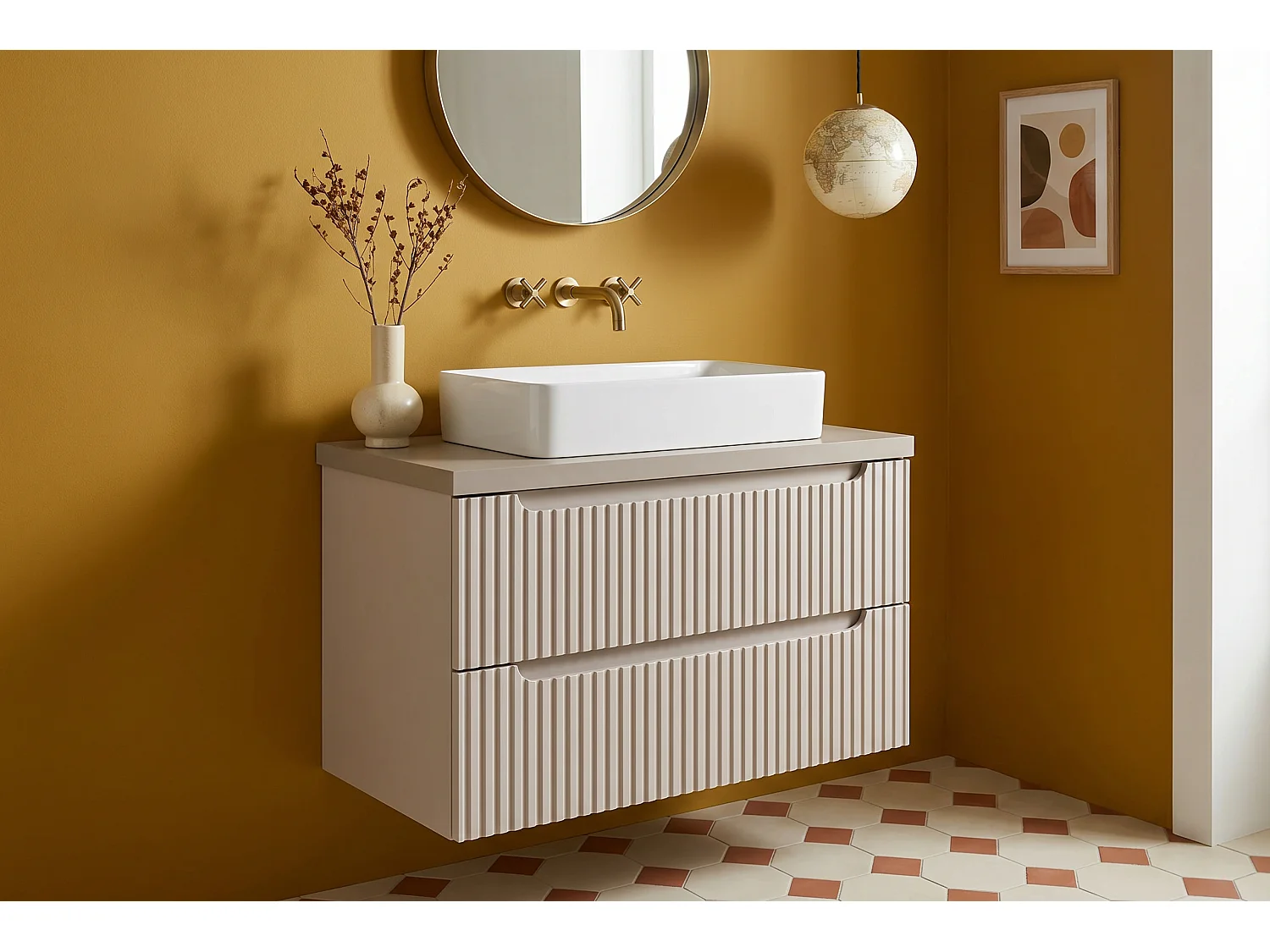Mobile Canto con lavabo da 80 cm e piano