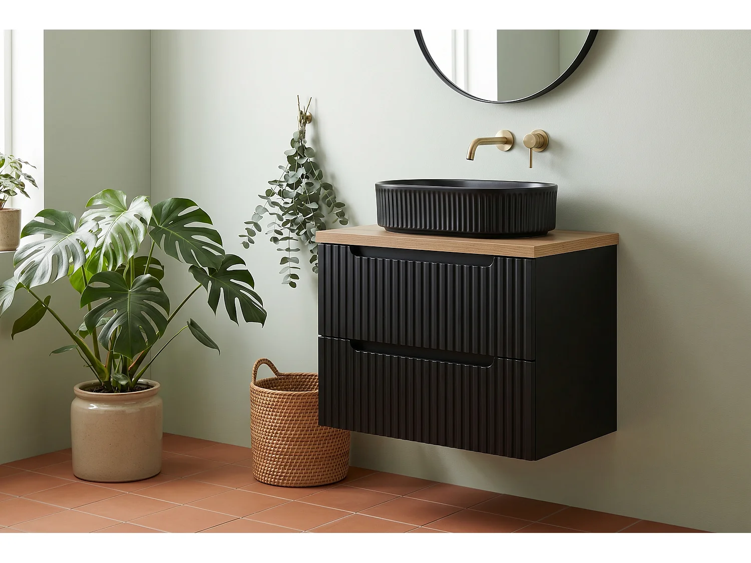 Meuble Ormino avec lavabo de 60 cm et plan de travail