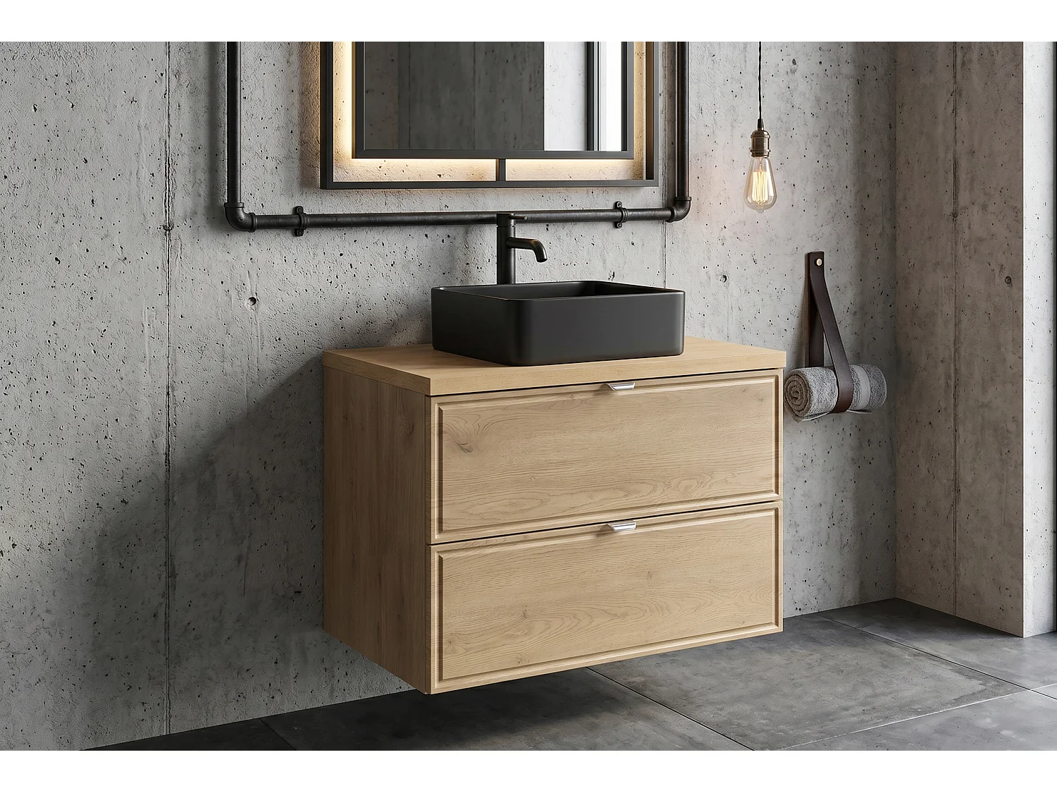 Meuble Largo avec lavabo de 60 cm et plan de travail