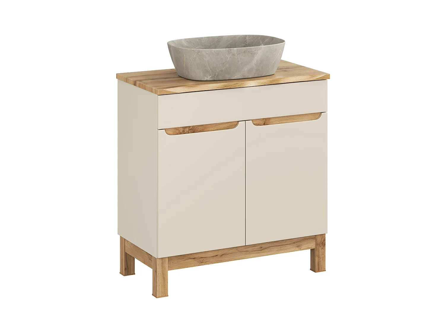 Ensemble de meubles de 80 cm avec plan de travail et lavabo à poser Anna
