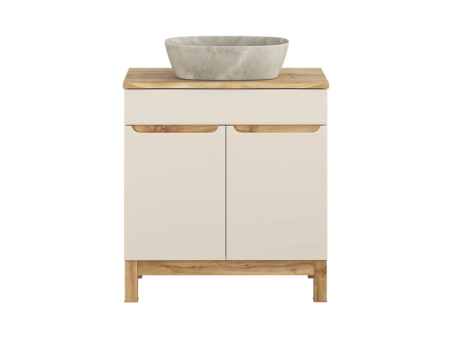 Ensemble de meubles de 80 cm avec plan de travail et lavabo à poser Anna