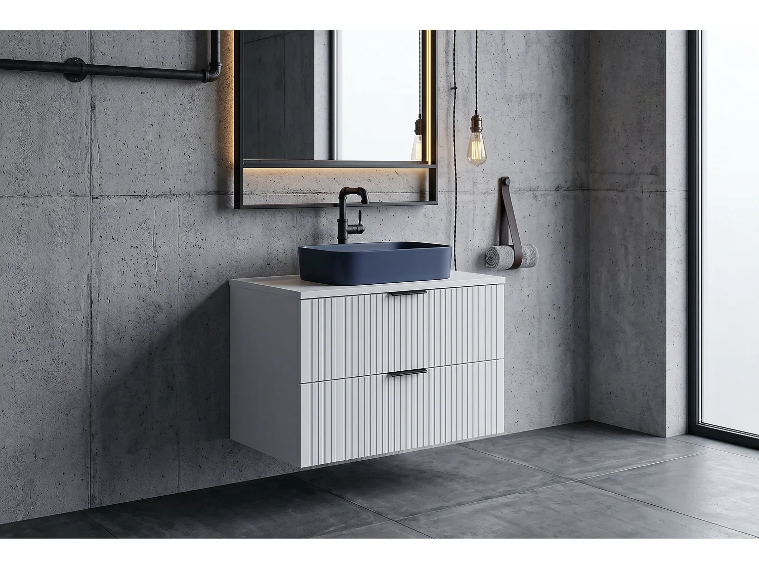 Mobile Serrano con lavabo da 80 cm e piano