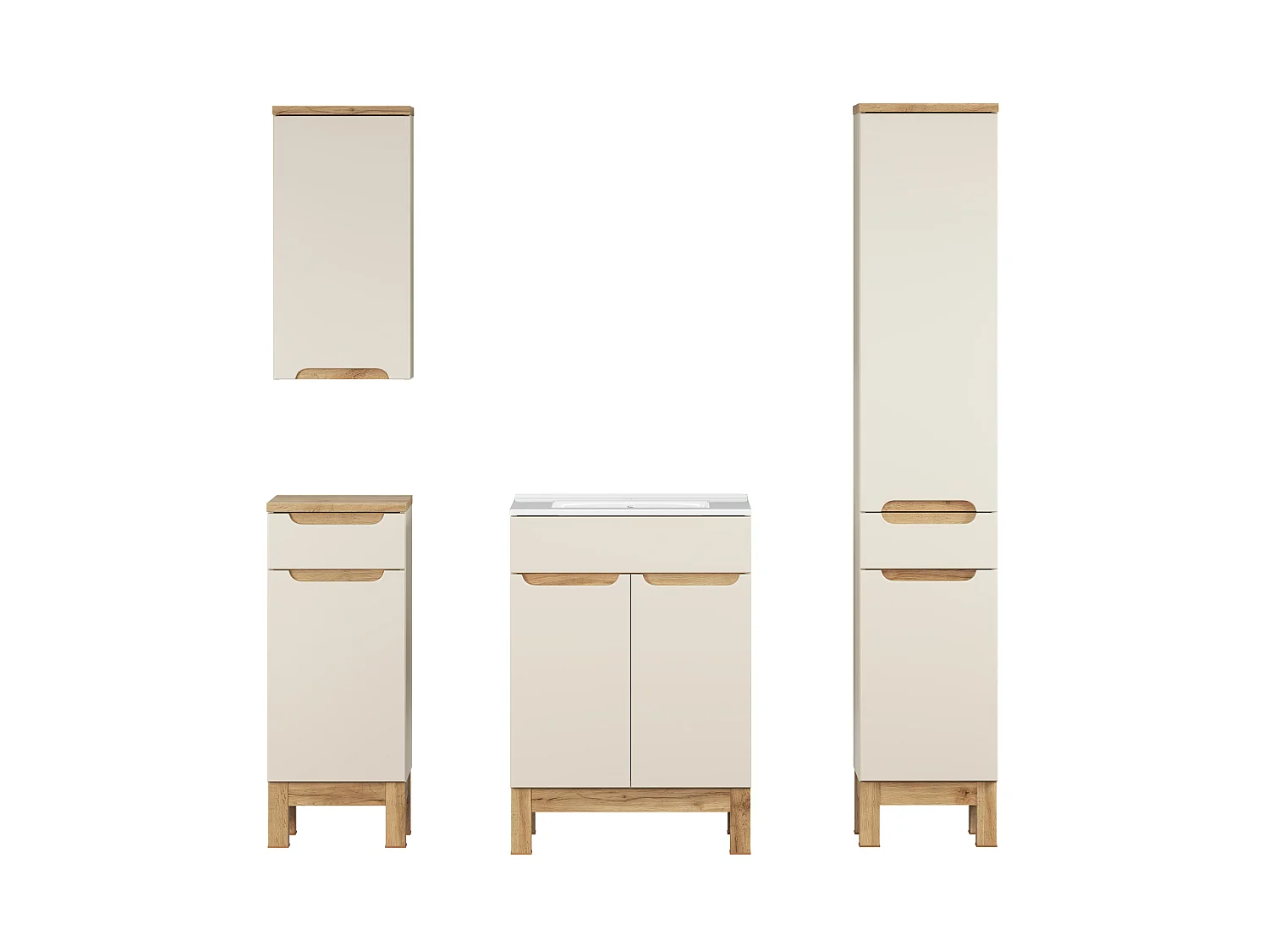 Conjunto de muebles Bali Cashmere 60cm con lavabo de mueble Lava, armario alto y armario bajo