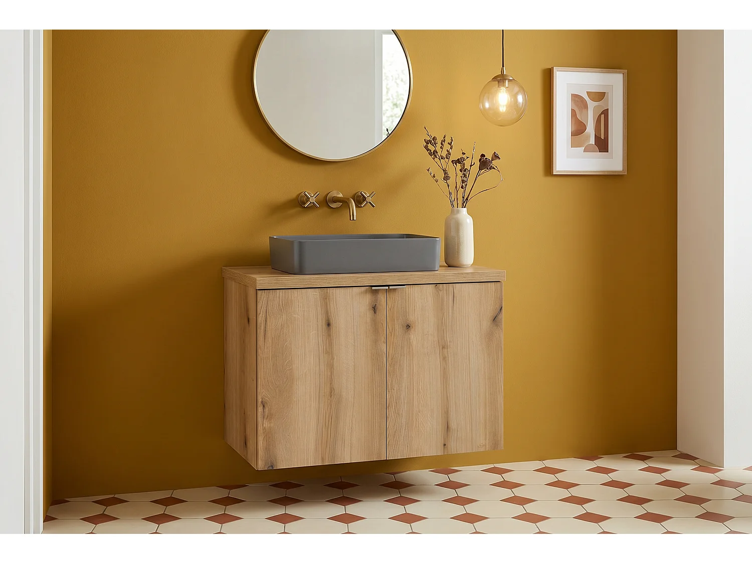 Mobile Zento con lavabo da 80 cm e piano