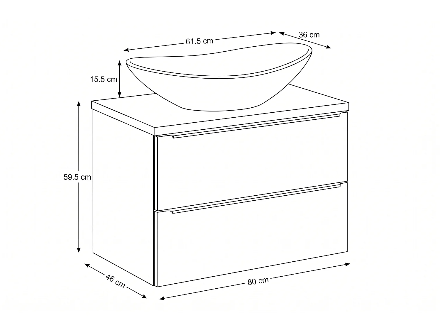 Armario Cavo con lavabo de 80 cm y encimera