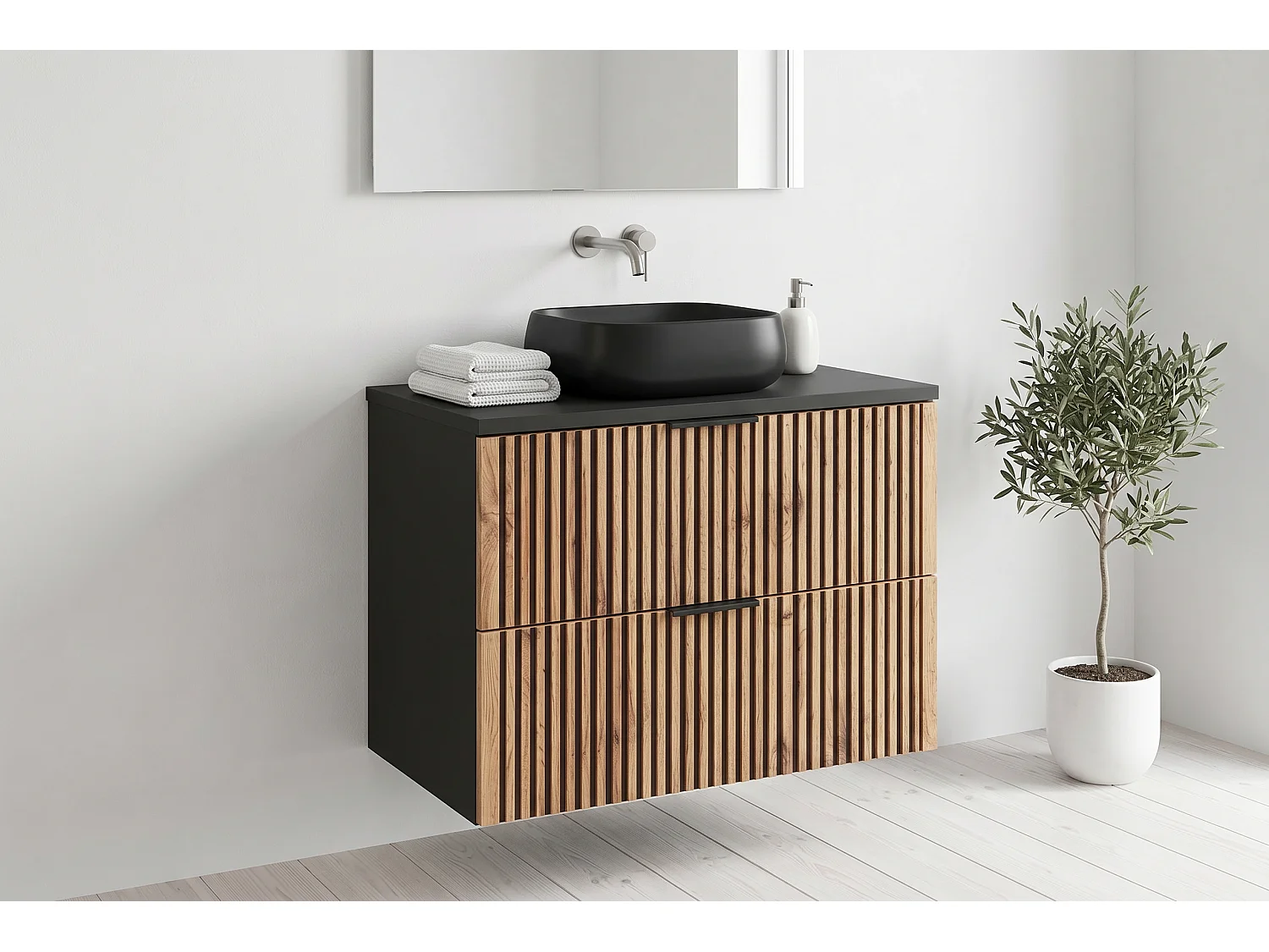 Meuble Kanto avec lavabo de 80 cm et plan de travail