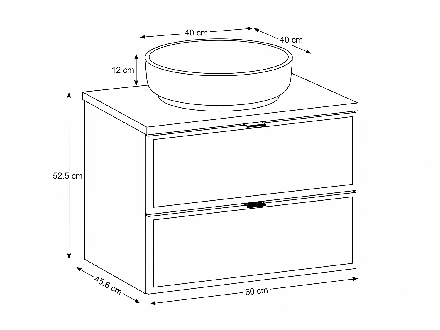 Meuble Dento avec lavabo de 60 cm et plan de travail