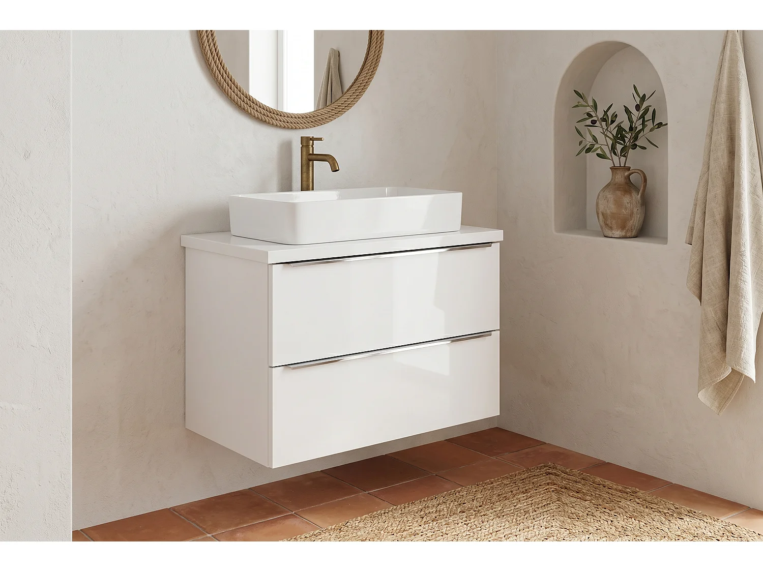 Mobile Alergor con lavabo da 80 cm e piano