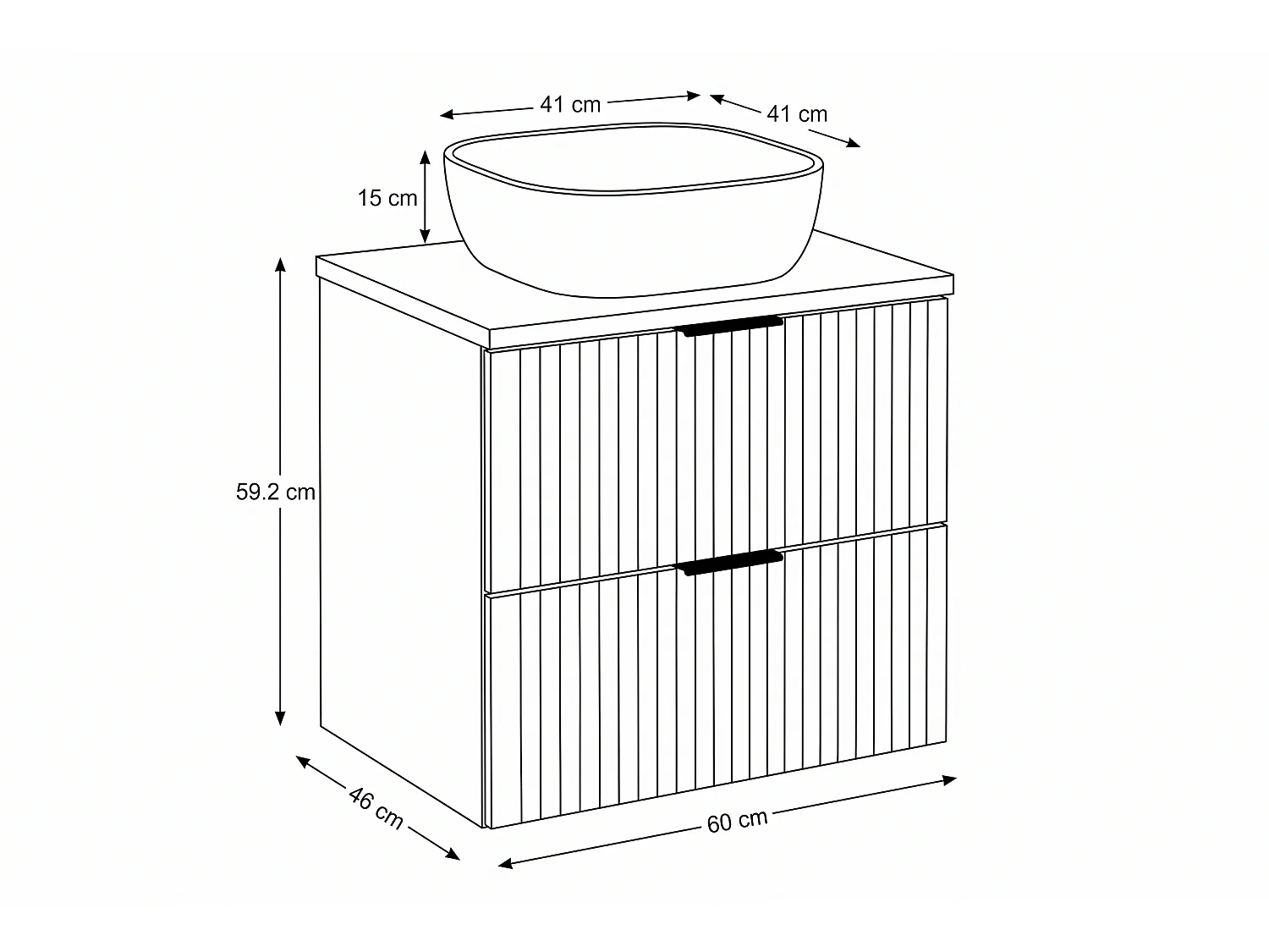 Meuble Quero avec lavabo de 60 cm et plan de travail