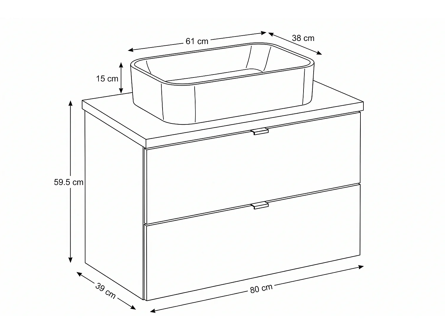 Mueble de baño Savio con lavabo de 80 cm y encimera