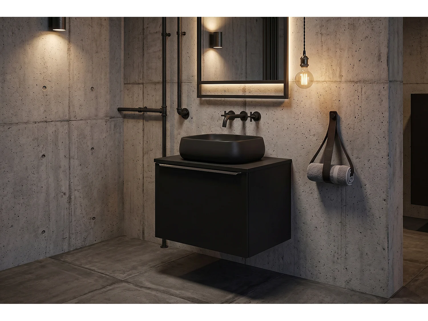 Meuble Merlo avec lavabo de 60 cm et plan de travail